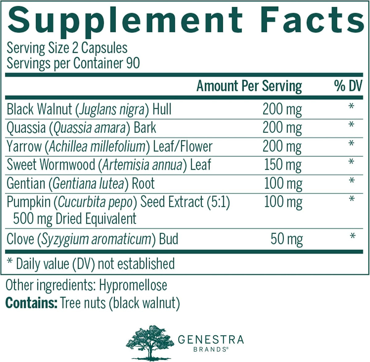 Genestra Brands Black Walnut Capsules, 90 Cápsulas – Image 2