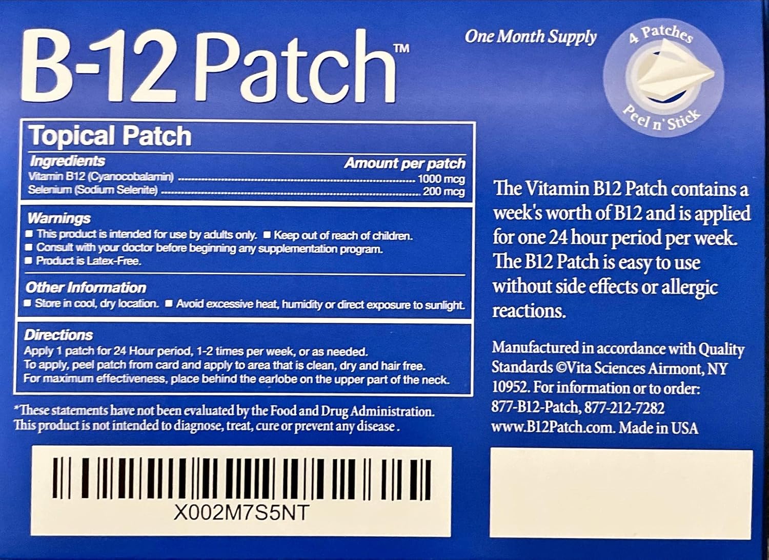 Vita Sciences Aplicación de Vitamina B12 - Fórmula Extra Fuerte, 1000mcg, Pack de 3
