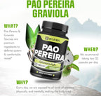 180 Cápsulas - Extracto de Pao Pereira 10:1 (600mg) con Graviola (400mg) - Fórmula Combinada