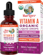 MaryRuth's Organics Gotas Líquidas Orgánicas de Vitamina A | 3 Meses de Suministro | Salud Ósea para Mayores de 14 Años | 750mcg por Ración | Sin Azúcar | Vegano | Sin OMG | Sin Gluten | 30ml
