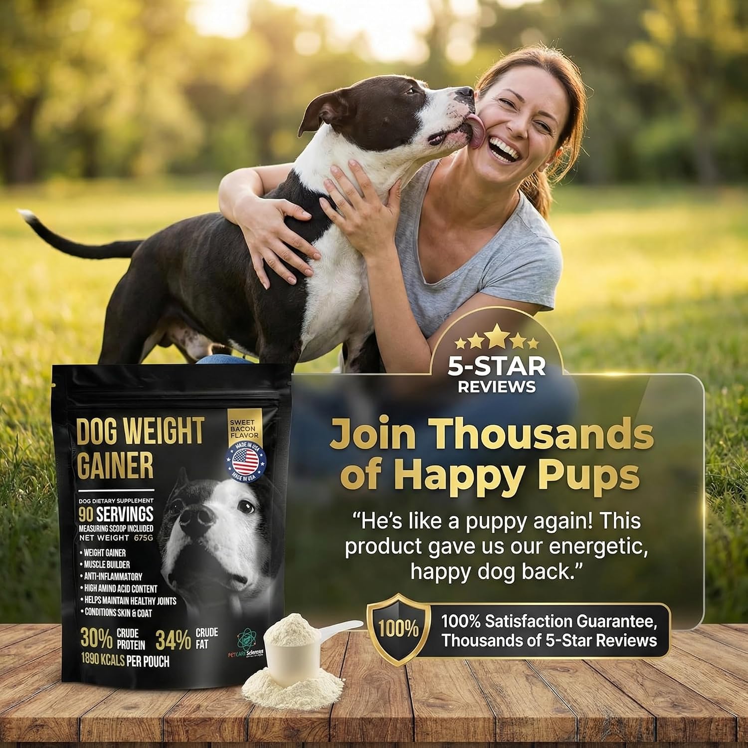 Dog Weight Gainer 90 Servicios - Suplemento para Aumento de Peso y Músculo para Perros - PET CARE Sciences