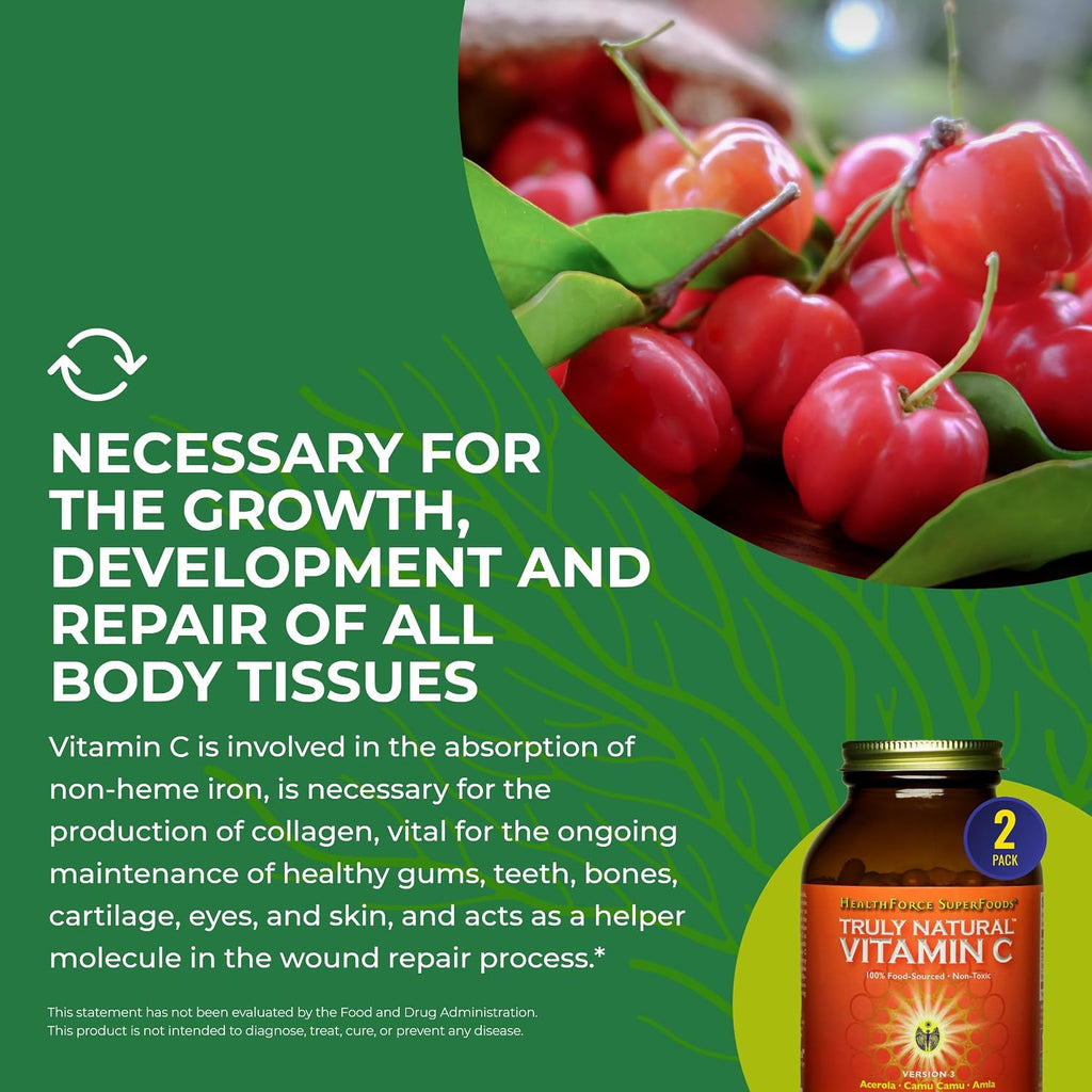 HealthForce Superfoods Truly Natural Vitamin C - 240 Cápsulas Veganas