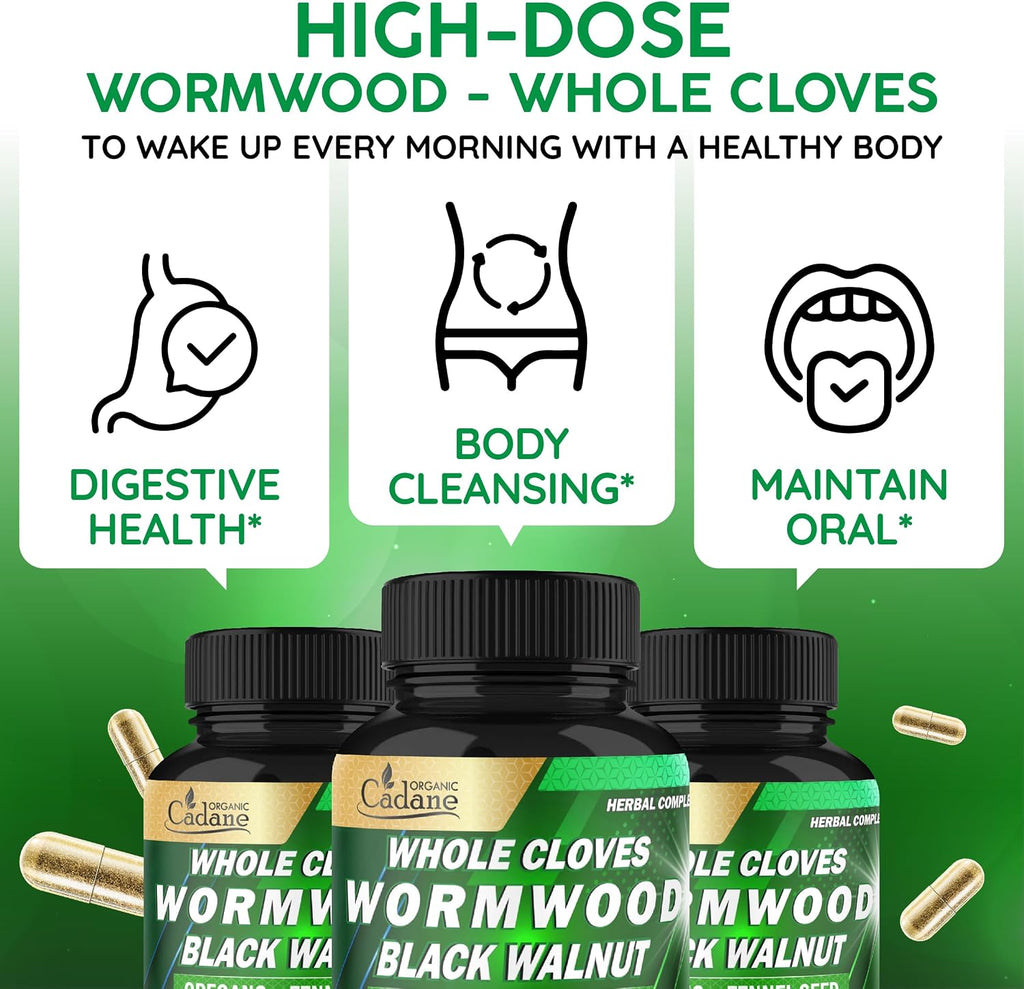 Cadane Complejo Herbal con Ajenjo, Clavo y Nogal Negro | 120 Cápsulas – 60 Días