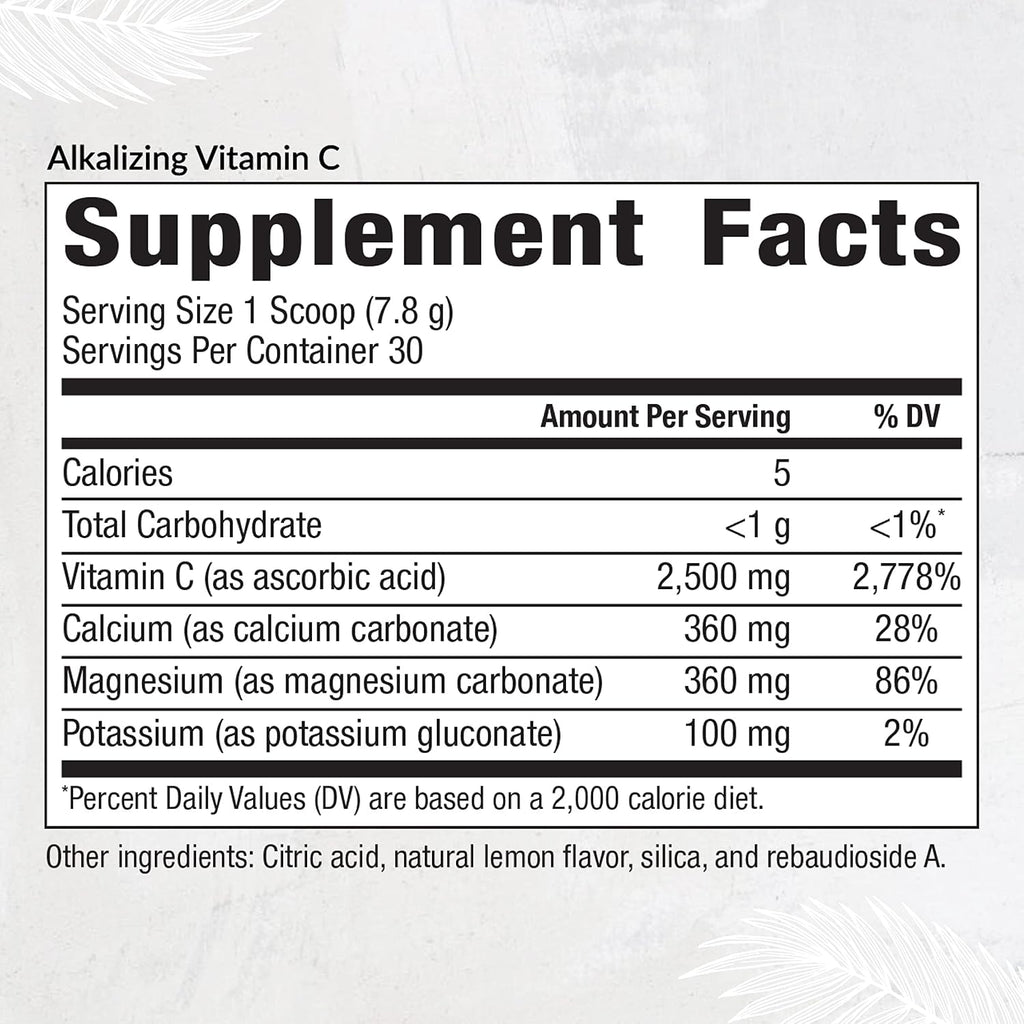Equilife Alkalizing Vitamin C Supplement, Lemon Splash, 30 Servings | 2500 mg por ración