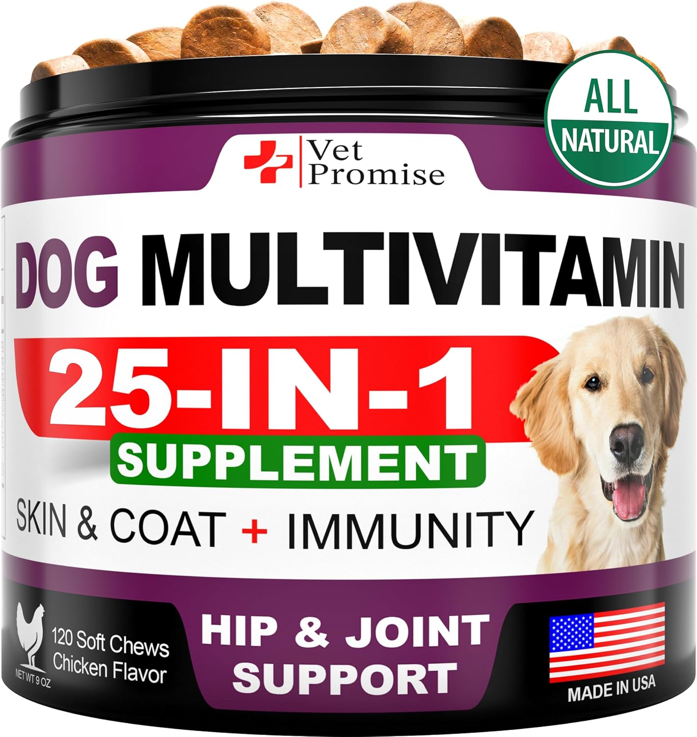 Multivitamínico masticable para perros con glucosamina - 120 comprimidos