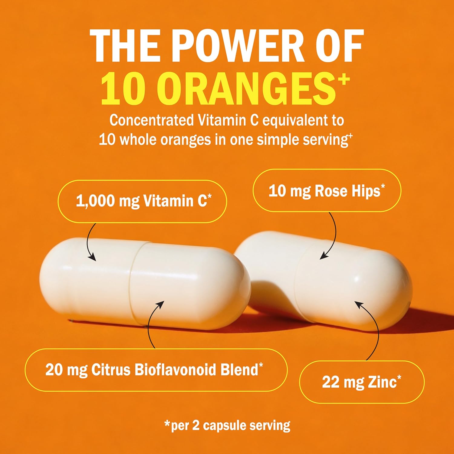 BioSchwartz Complejo de Vitamina C - 1000 mg con Escaramujo, Zinc y Bioflavonoides Cítricos, 120 Cápsulas