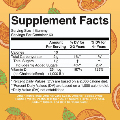 MaryRuth's Vitamin D3 Gummies 1000 IU - 60 – El mantenimiento de los niveles normales de calcio en sangre. – Image 2