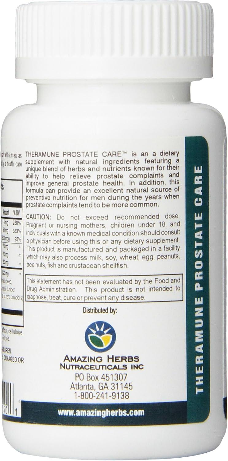 Amazing Herbs Prost-Care Cápsulas de Apoyo Prostático para Hombres, 50 Cápsulas
