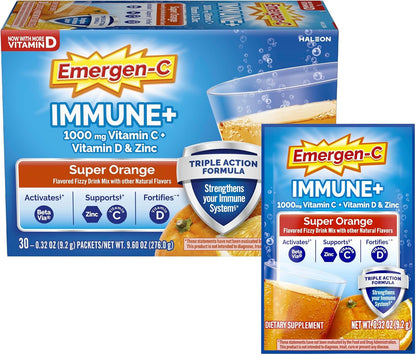 Emergen-C Immune+ Triple Action Polvo de Apoyo Inmunológico, BetaVia®, 1000mg de Vitamina C, Vitaminas B, Vitamina D y – Image 1