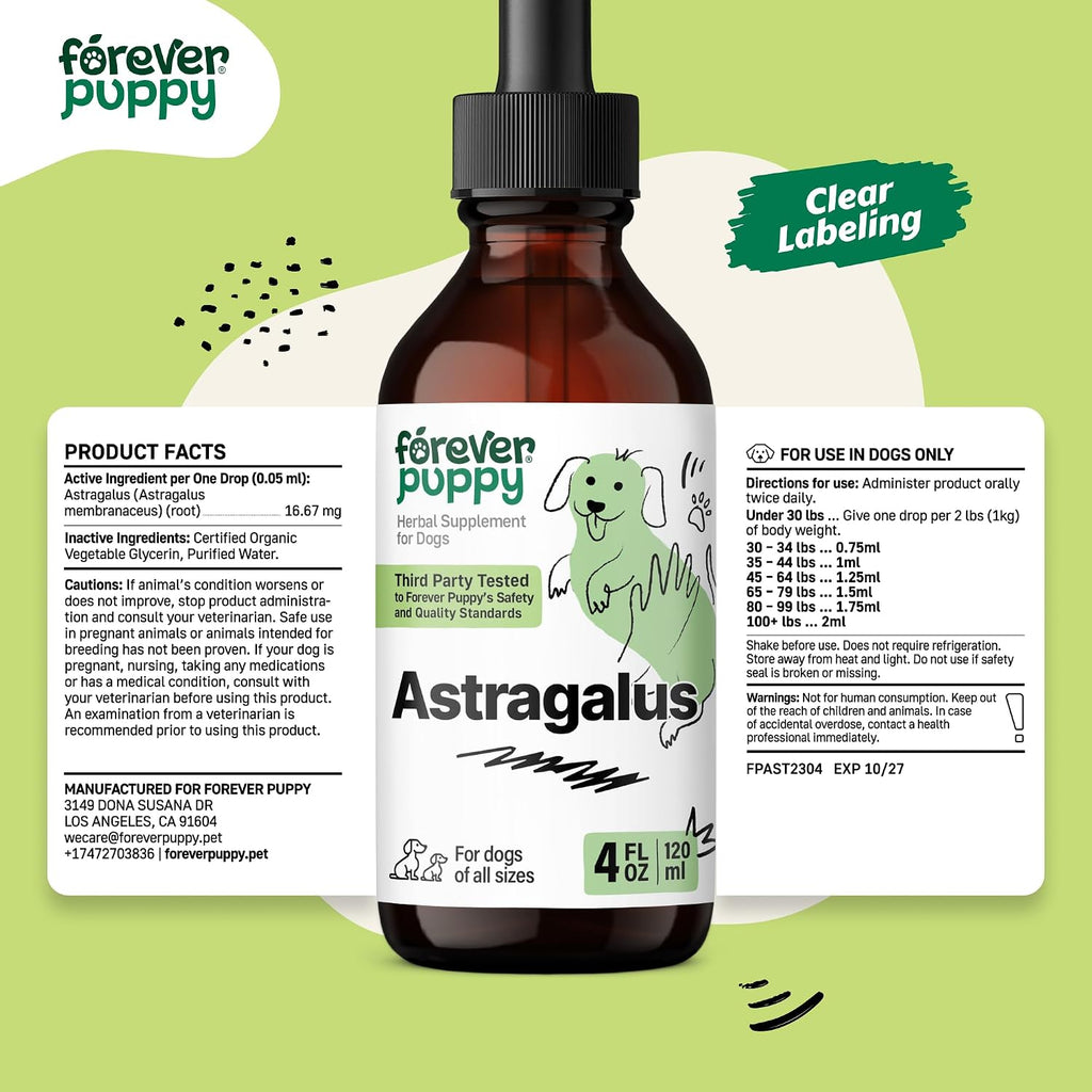 Astragalus Root Drops for Dogs - Astragalus Membranaceus Extract for Dogs' Immune Support - Herbal Pet Liquid Supplements for Immunity & Joyful Pet Care - 4 oz
