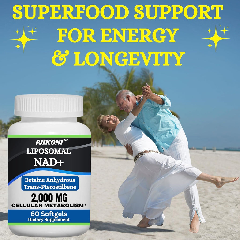 Nikoni Liposomal NAD+ 2000 mg con TMG y Pterostilbeno - 60 Cápsulas Blandas
