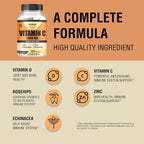 Happi Mi Nutrition Vitamina C 2000 mg con Zinc y Vitamina D3 - 120 Cápsulas Veganas