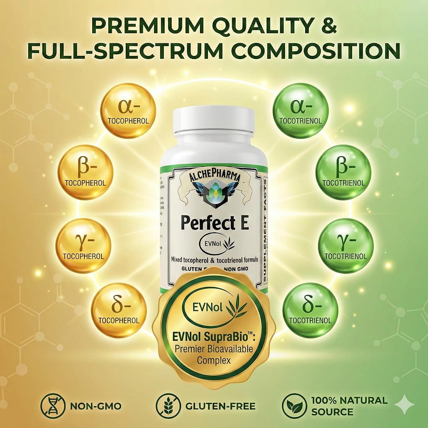 Perfect E - Patented EVNol® Brand tocotrienols Full Spectrum tocotrienol Complex w/Highest Ratio of Alpha, beta, Gamma, and Delta-tocotrienols (268mg - 400 IU) (30)