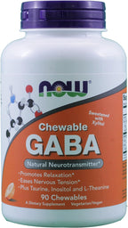 NOW Foods GABA 250mg, Sabor Naranja, 90 Comprimidos Masticables (Paquete de 2)