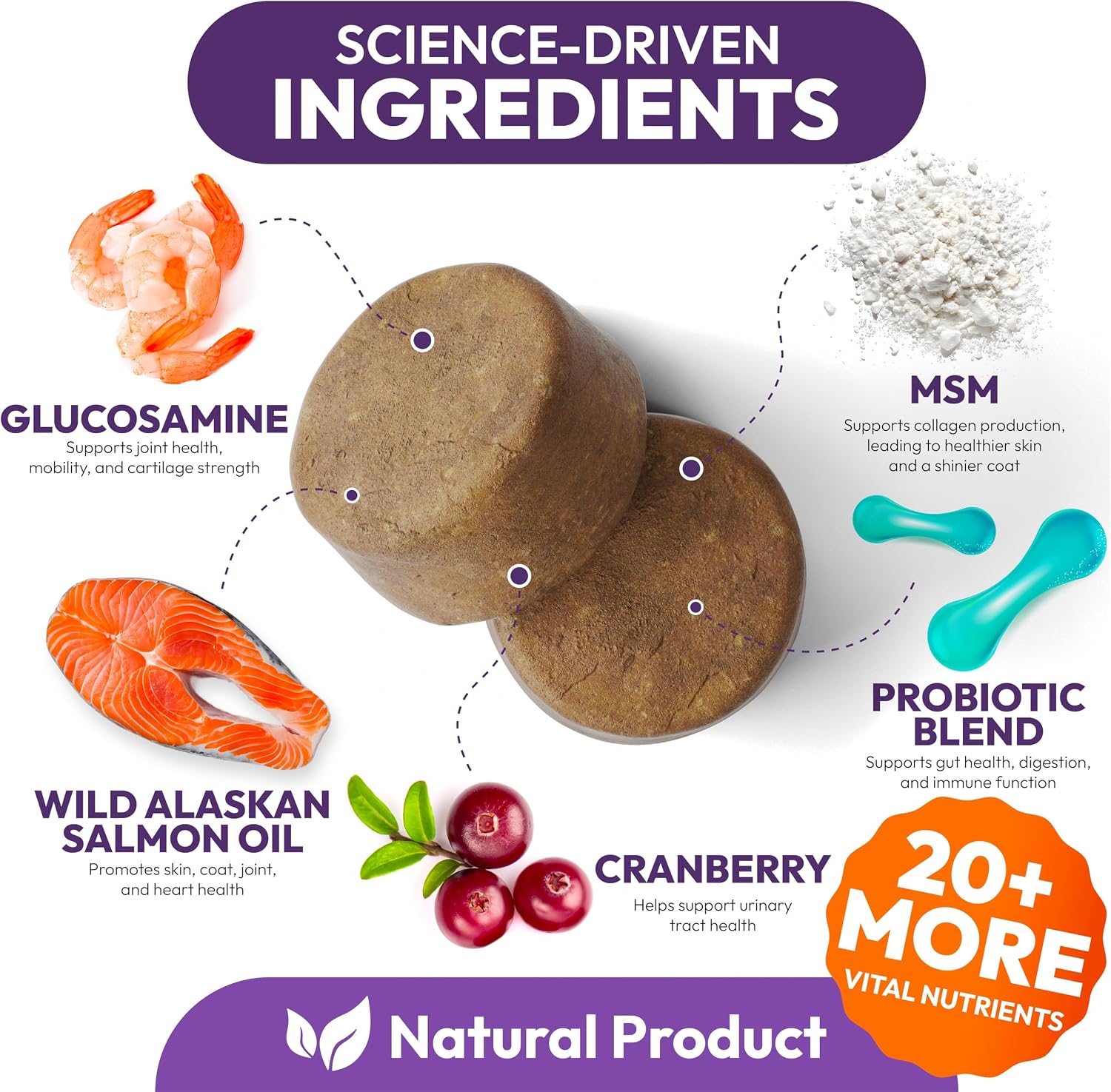 Petsology Multivitamínico Masticable para Perros - 170 Comprimidos - con Glucosamina y Condroitina