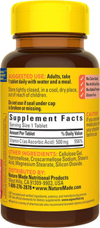 Nature Made Vitamin C 500 mg Immune Support Tablets, 100 Count (100-Day Supply)
