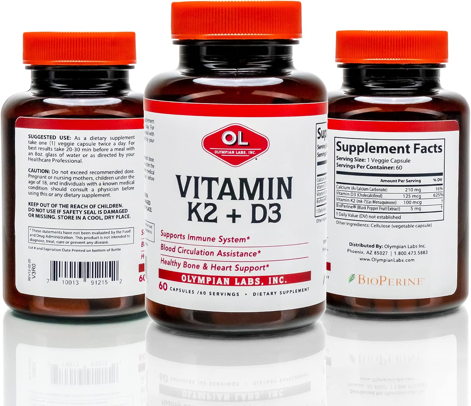 Olympian Labs Vitamina K2 + D3, 60 Cápsulas Veganas