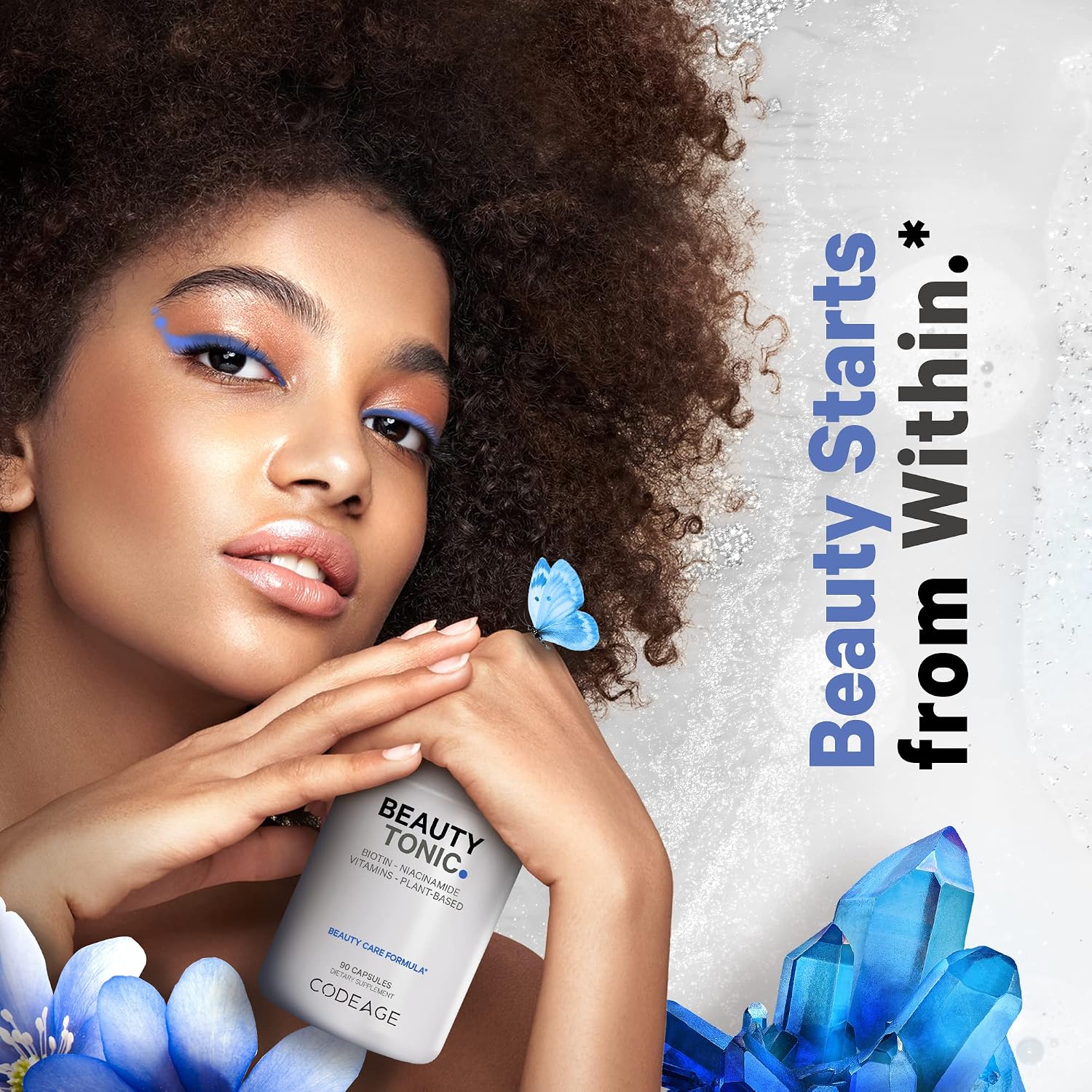 Codeage Beauty Tonic - Suplemento de Biotina 1500 mcg con Vitaminas y Alimentos Orgánicos - 90 Cápsulas Veganas