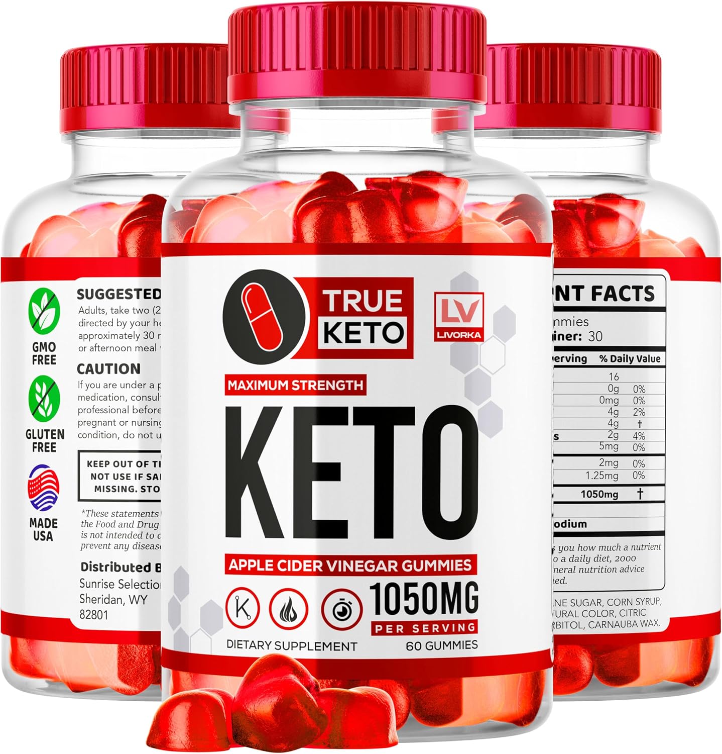 True Keto ACV Gummies, 180 Gominolas (3 Paquetes)