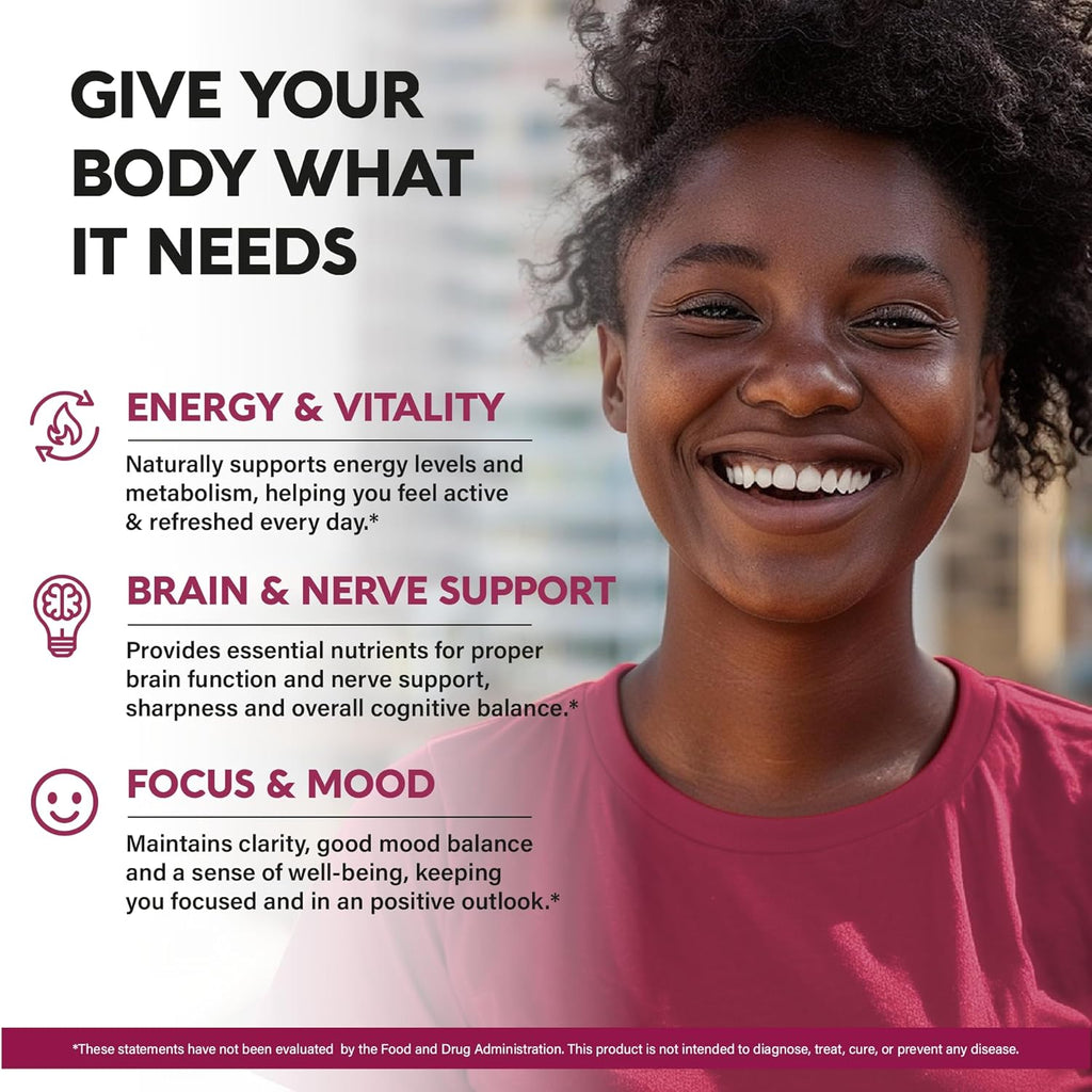 NUTRAHARMONY Complejo de Vitamina B con Riboflavina B2, B12, B1, B3, B5, B6, B7, B8, B9, Vitamina C, Colina, Inositol – 120 Cápsulas Veganas
