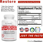 Herbal Nutrition Restore – Apoyo Salud Cardíaca y Colesterol, 60 Cápsulas