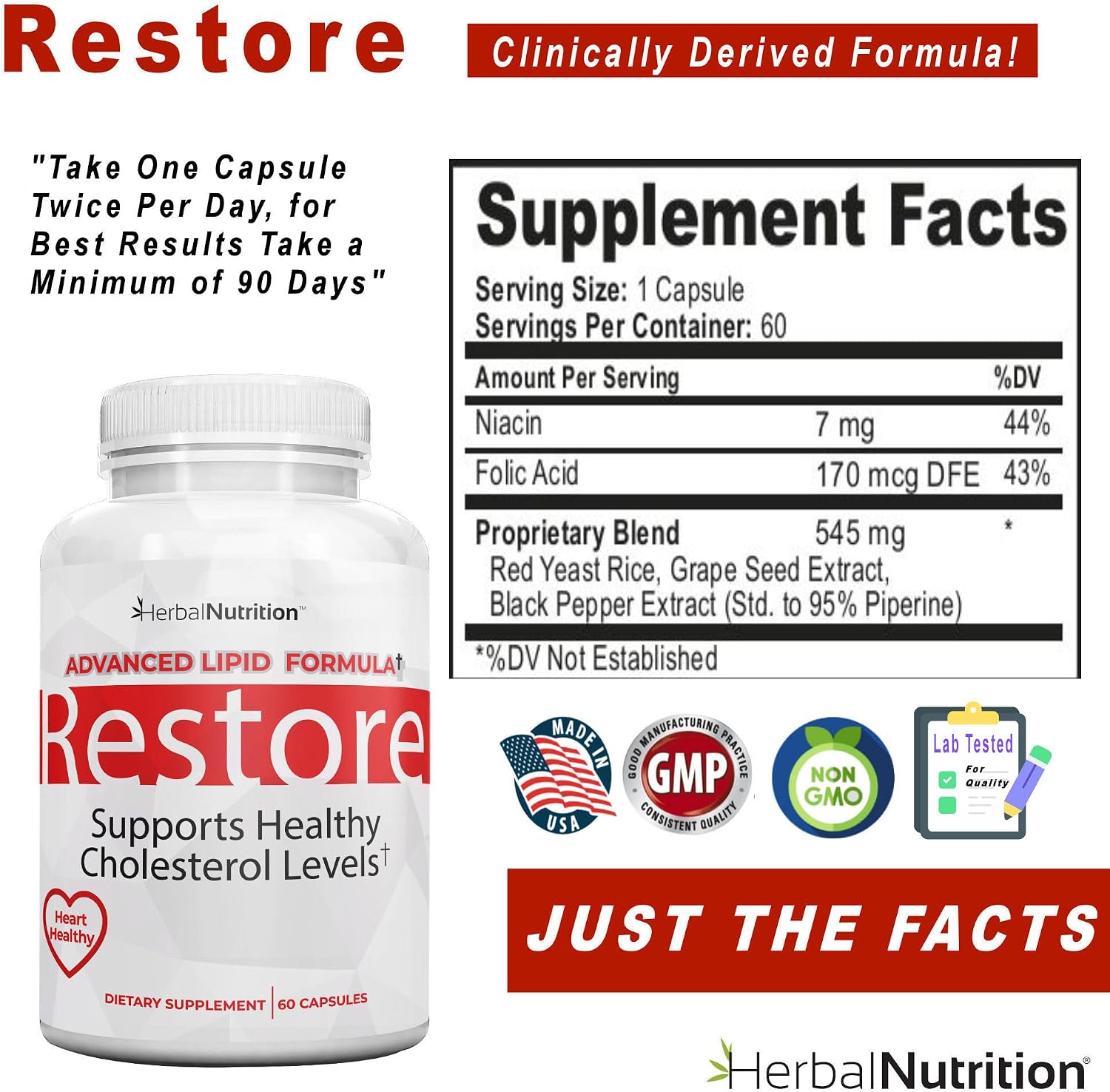 Restore Heart Health & Cholesterol Support, 180 Cápsulas