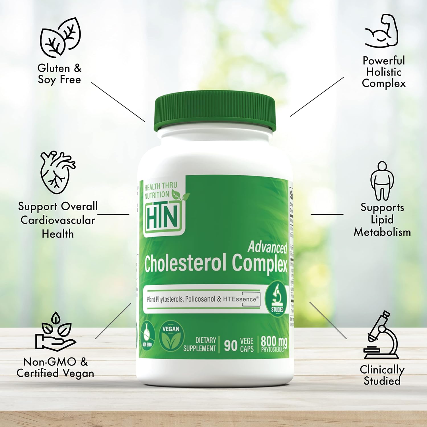 Health Thru Nutrition Advanced Cholesterol Complex | Lipid Metabolism Support | 90 Capsules