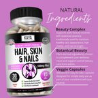 Kaya Naturals Cápsulas para Cabello, Piel y Uñas con Biotina - 30 Cápsulas