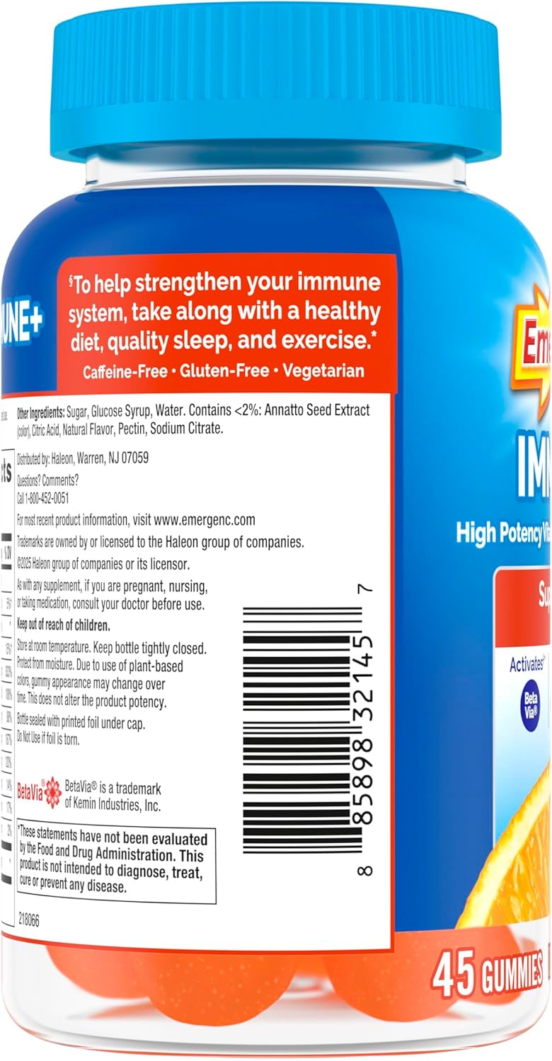Emergen-C Immune+ Triple Action Gominolas - 45 unidades - Sabor Naranja