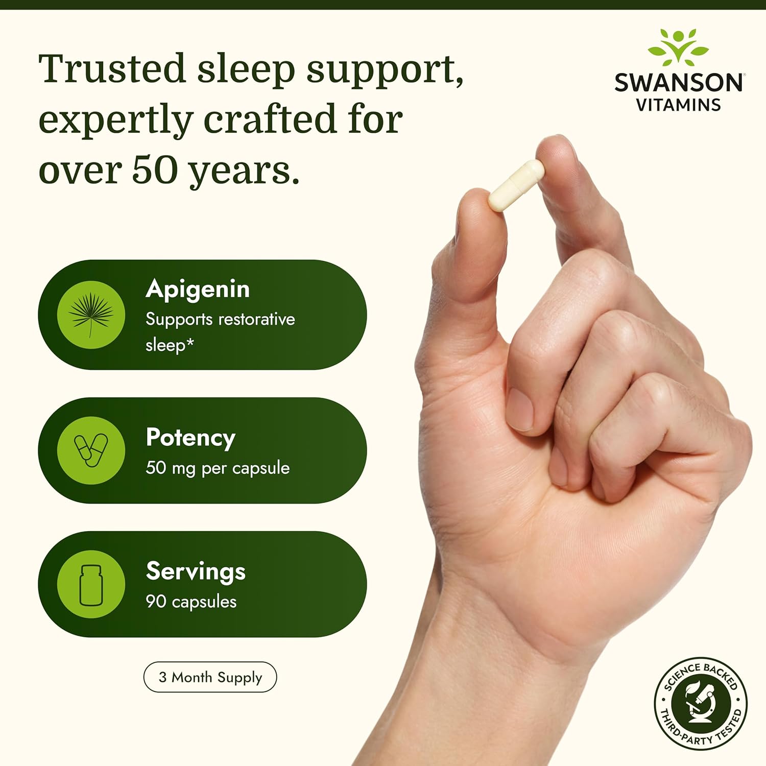 Swanson Apigenin – 90 Cápsulas, 50 mg