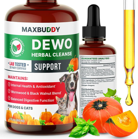 MaxBuddy Defensa Intestinal Natural - Limpiador Herbal para Perros y Gatos