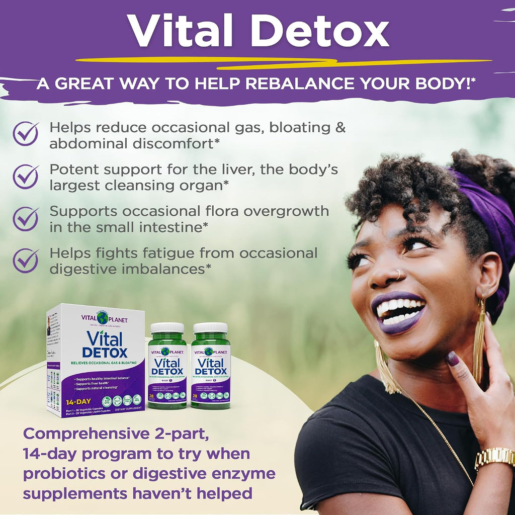 Vital Planet Vital Detox - Kit de 14 Días con Cardo Mariano y Quercetina - 56 Cápsulas