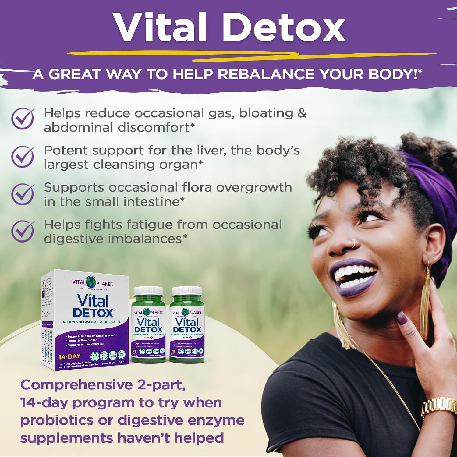Vital Planet Vital Detox - Kit de 14 Días con Cardo Mariano y Quercetina - 56 Cápsulas