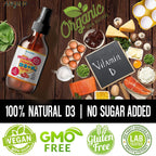 Vitamin D3 K2 5,000 IU Liquid Spray with Organic MCT Oil, Vitamin A (Retinol) 1250mcg, K2 (MK4, MK7) Promotes Heart, Bones, Immune System. 100% Vegan, Non-GMO, No Sugar Added (2oz) (Strawberry)