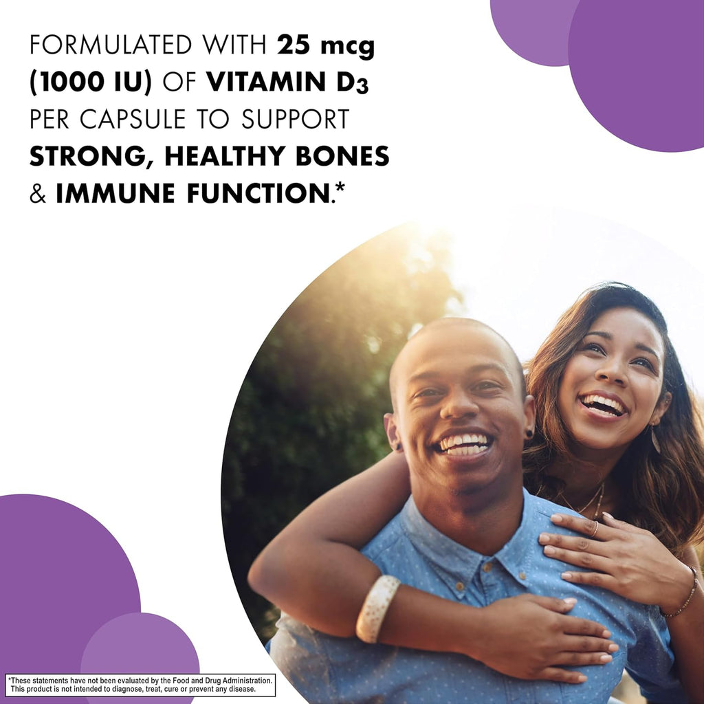 Vitamina D3 1000 UI (25 mcg) - Bluebonnet - 180 Cápsulas Vegetales