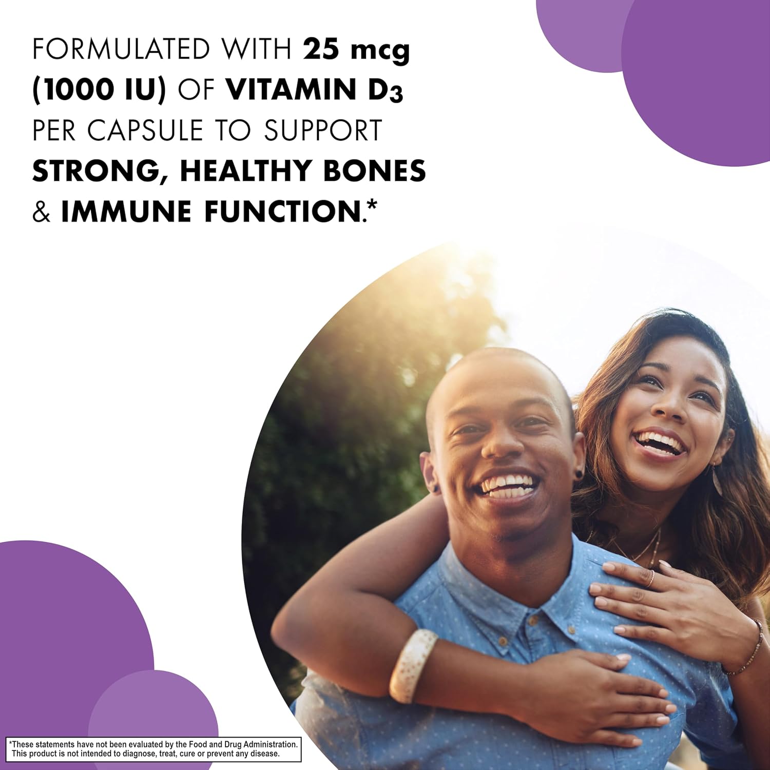 Vitamina D3 1000 UI (25 mcg) - Bluebonnet - 180 Cápsulas Vegetales