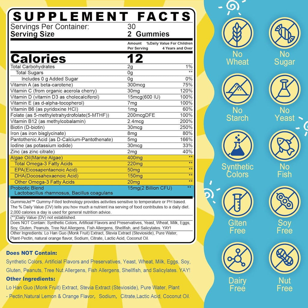 Nextdia Gominolas Multivitamínicas para Niños con Hierro y Omega-3 - 60 unidades