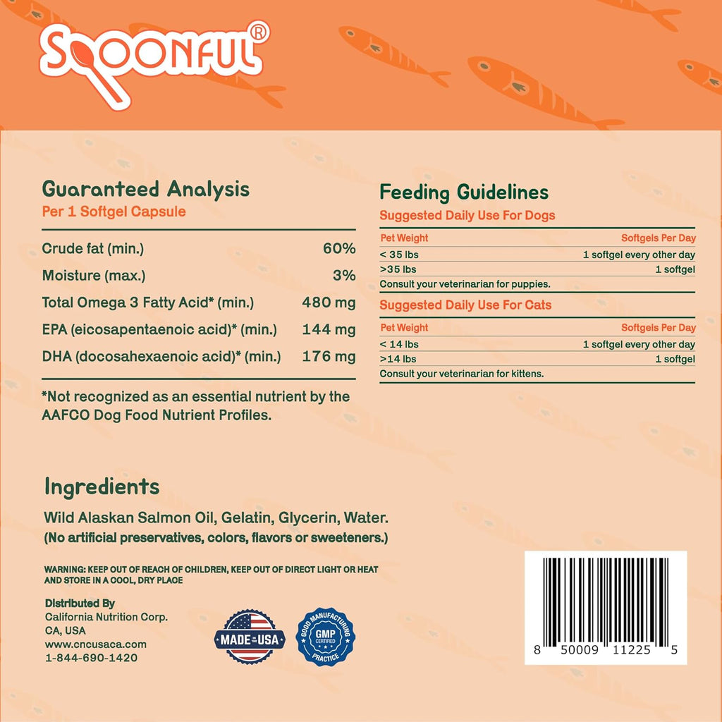 Spoonful Salmon Squeeze - Aceite de Salmón Salvaje de Alaska 100% Natural, 2000 mg Omega-3 Softgel, 10 Softgels Exprimibles | DHA, EPA y Astaxantina Natural, No GMO, Sostenible, Hecho en EE. UU.