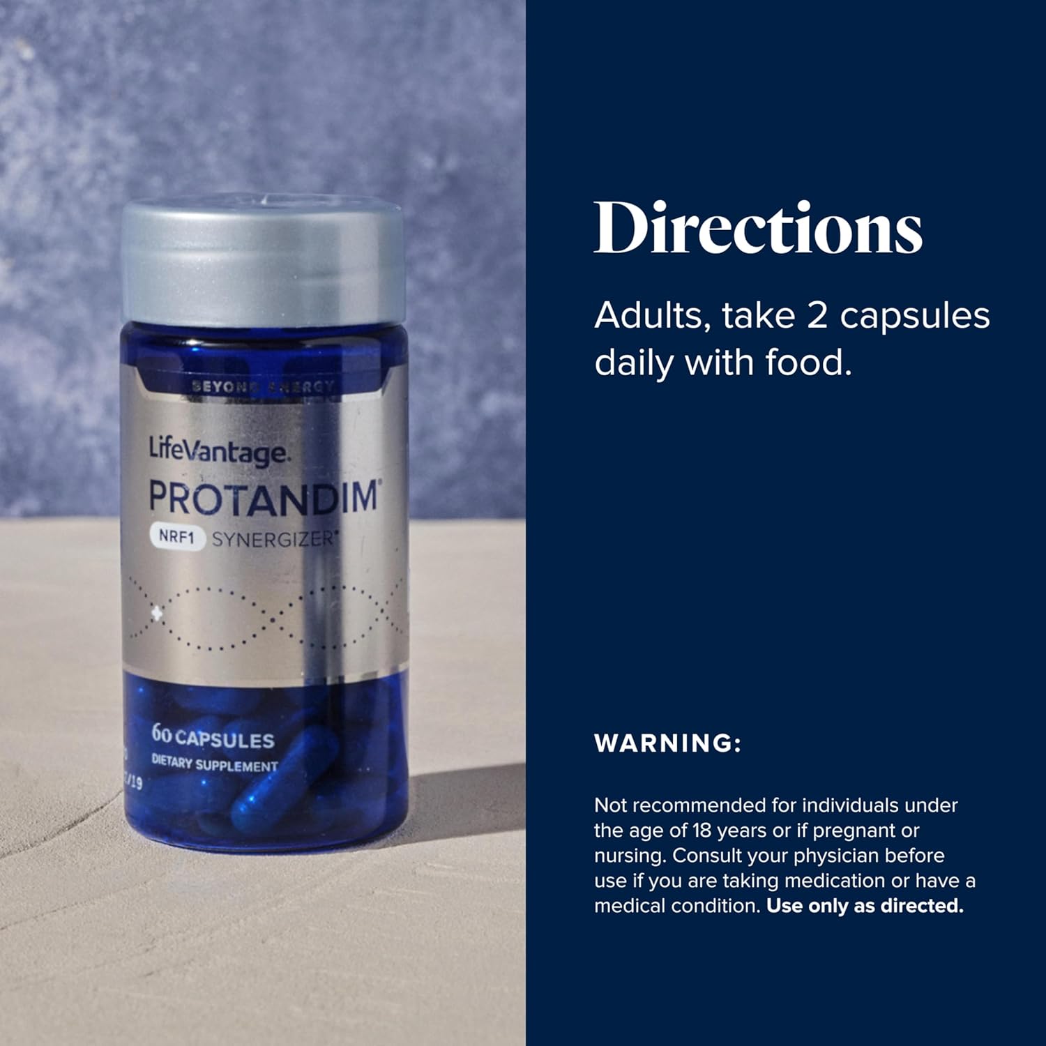 LifeVantage Protandim NRF1 Synergizer, Activador NRF1 para la Salud Celular, Producción de ATP, Suplemento Mitocondrial para Energía y Vitalidad, 60 Cápsulas