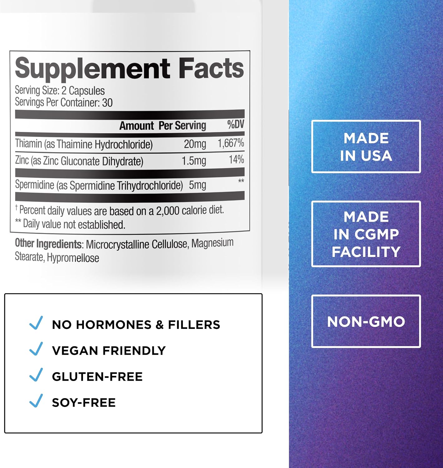 DR. EMIL NUTRITION Spermidina 5 mg – Suplemento de Espermidina con Tiamina 20 mg – 60 Cápsulas
