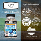 Kaya Naturals - Nootropic Brain Booster - Potenciador Cognitivo para Memoria y Concentración - 180 Cápsulas