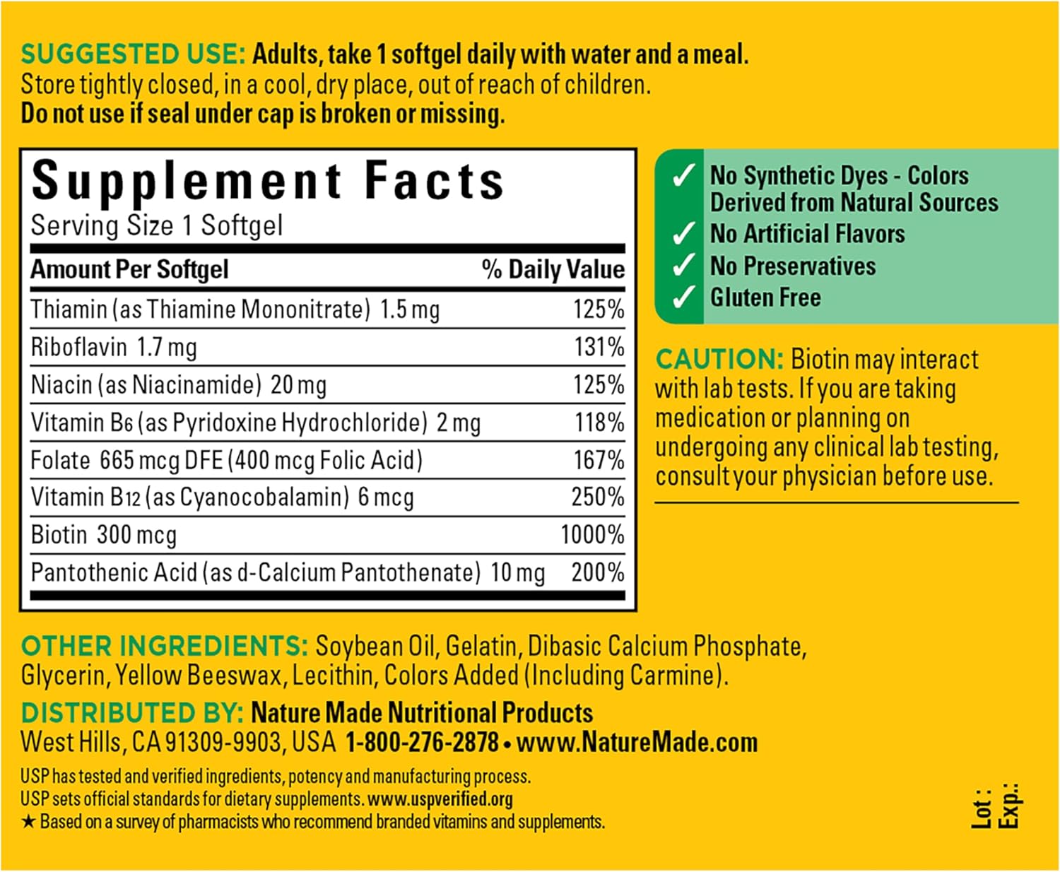 Nature Made Super B Complex – Complejo B Completo, 160 Cápsulas Blandas