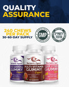 Pack Triple de Multivitamínicos Bariátricos - Gominolas Multivitamínicas, Vitamina D3 y Cabello