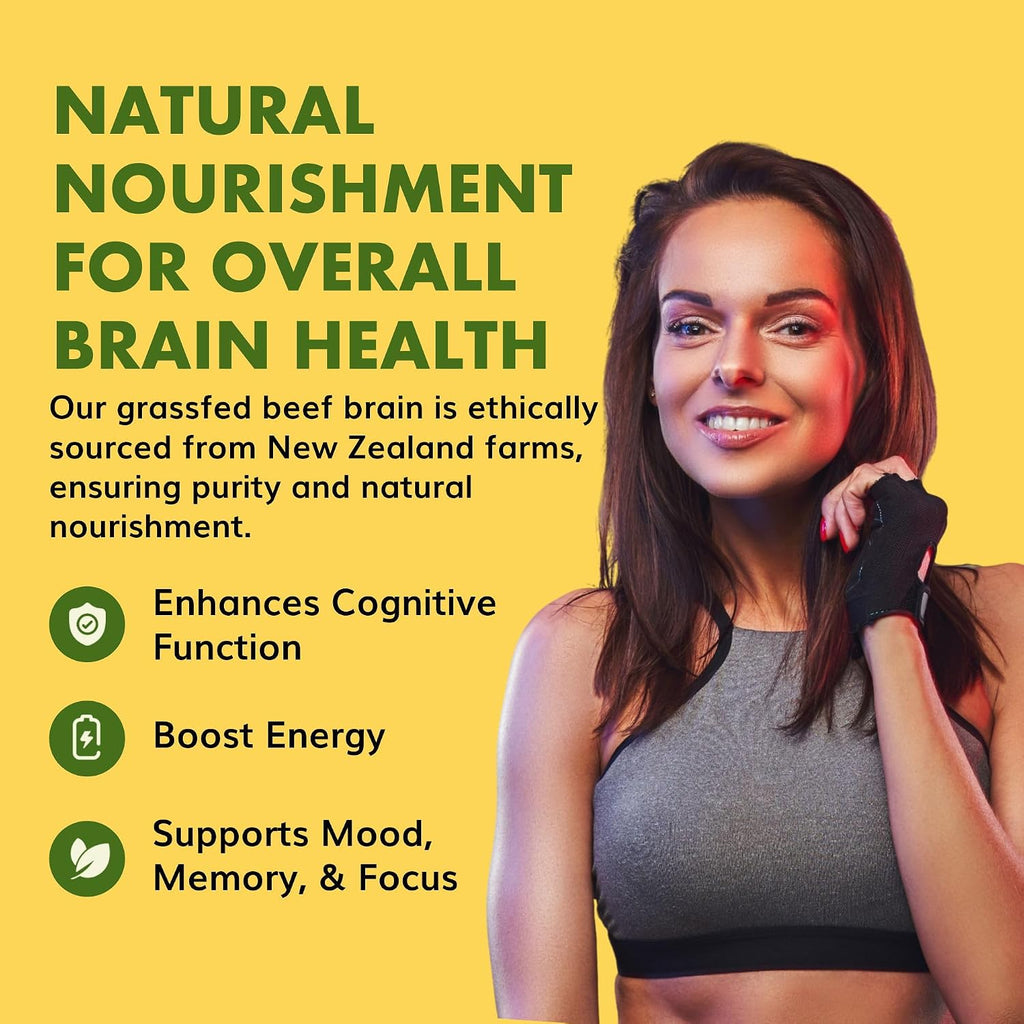 Primal Being Cerebro de Res de Pasto - 90 Cápsulas, 1500mg por Dosis