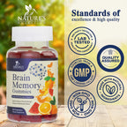 Nature's Nutrition Gominolas para el Cerebro - 3X Fuerza con Fosfatidilserina, B6, B12 y Nootrópicos para Memoria, Enfoque y Concentración - 60 Gominolas