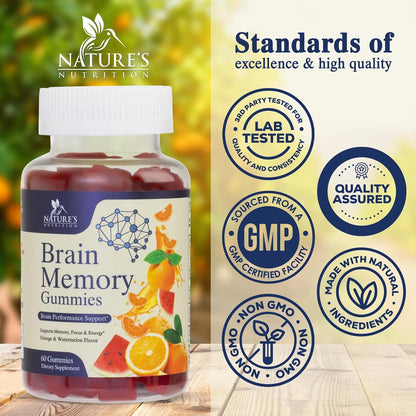 Nature's Nutrition Gominolas para el Cerebro - 3X Fuerza con Fosfatidilserina, B6, B12 y Nootrópicos para Memoria, Enfoque y – Image 4