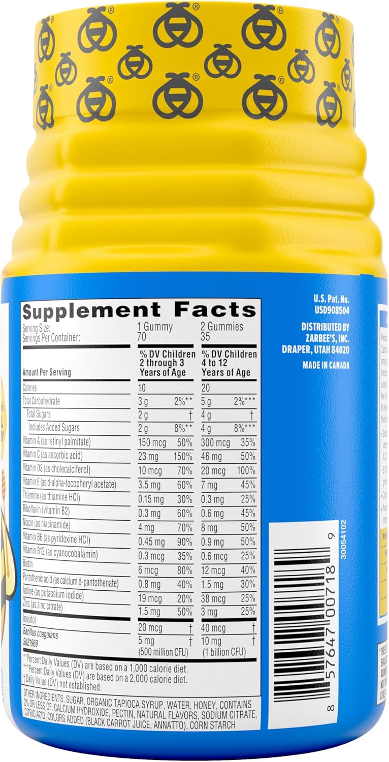 Zarbee's Multivitamínico Infantil + Probióticos en Gominolas - 70 unidades