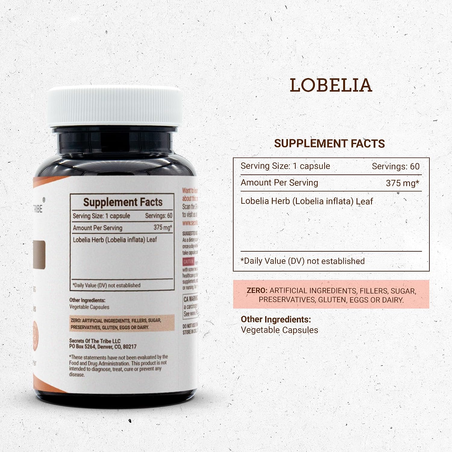 Secrets of the Tribe Lobelia 60 Cápsulas, 375 mg
