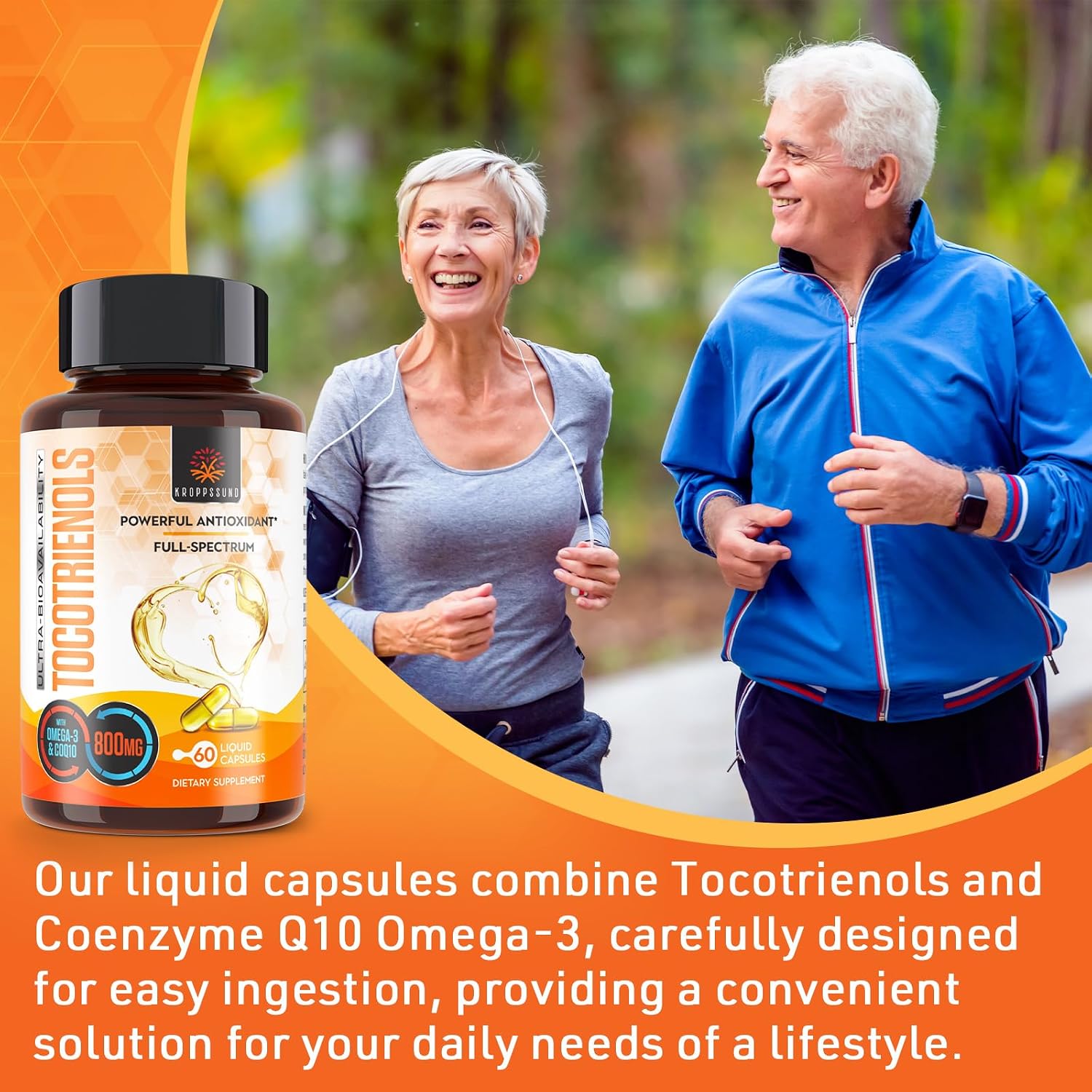 Kroppssund Tocotrienoles 800mg | Suplemento Celular y Energético - 60 Cápsulas Líquidas