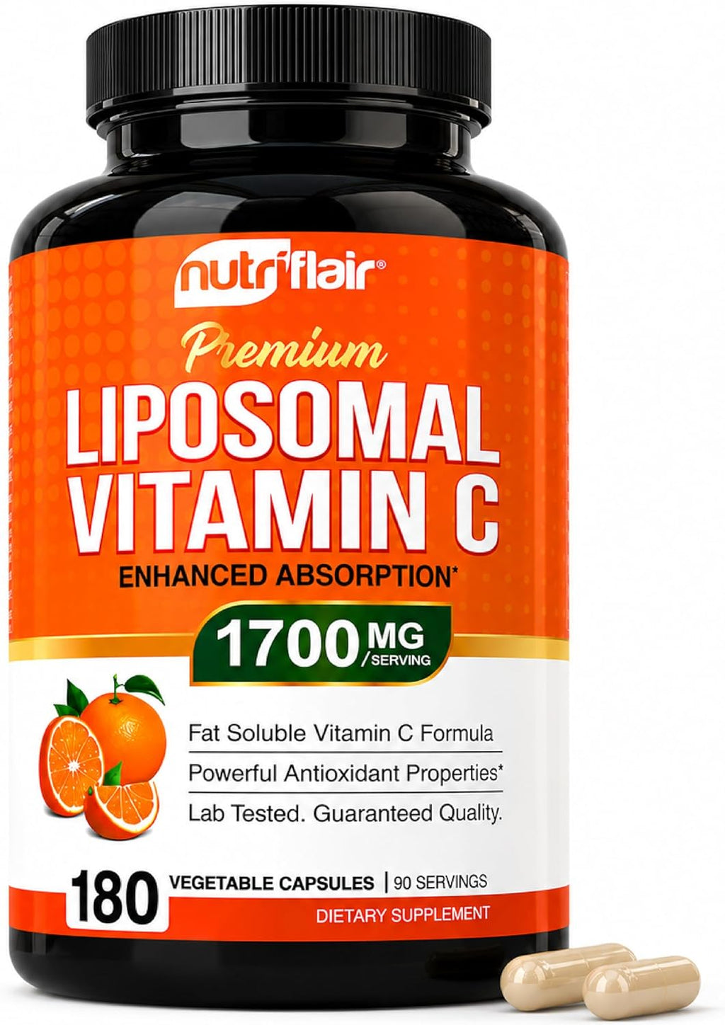 NutriFlair Vitamina C Liposomal 1700 mg, 180 Cápsulas - Alta Absorción